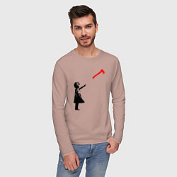 Лонгслив хлопковый мужской Девочка и топор, цвет: пыльно-розовый — фото 2