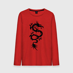 Лонгслив хлопковый мужской Разъярённый дракон, цвет: красный