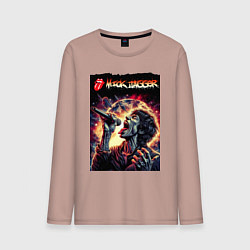 Лонгслив хлопковый мужской Rolling Stones singer Mick Jagger, цвет: пыльно-розовый