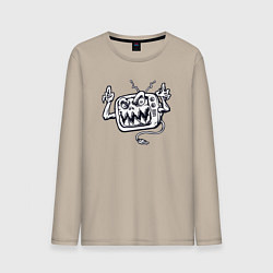 Лонгслив хлопковый мужской Телевизор монстр, цвет: миндальный