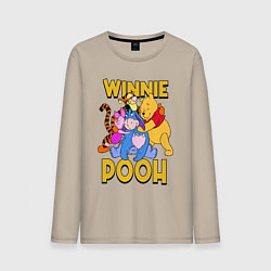 Лонгслив хлопковый мужской Winnie Pooh hugs, цвет: миндальный