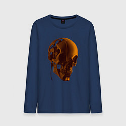 Лонгслив хлопковый мужской Оранжевый череп в тенях, цвет: тёмно-синий