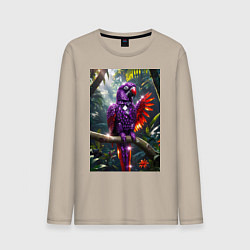 Лонгслив хлопковый мужской Попугай из драгоценных камней, цвет: миндальный