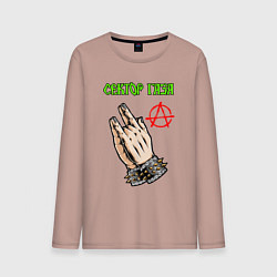 Лонгслив хлопковый мужской Сектор газа лого и анархия, цвет: пыльно-розовый