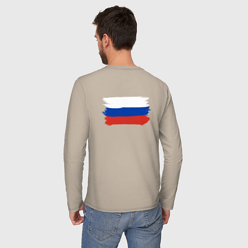 Мужской лонгслив Флаг россии нарисованный / Миндальный – фото 4
