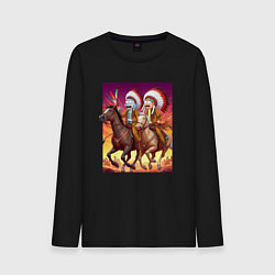 Мужской лонгслив Индейцы Рик и Морти скачут на лошадях