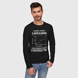 Лонгслив хлопковый мужской График сарказма, цвет: черный — фото 2
