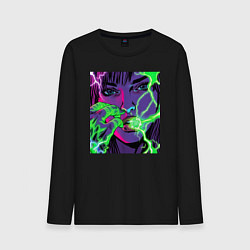 Лонгслив хлопковый мужской Кислотные руки, цвет: черный