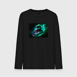 Лонгслив хлопковый мужской Космическая дымка, цвет: черный