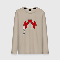 Лонгслив хлопковый мужской Cortex красный чёрная обводка, цвет: миндальный