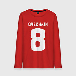Лонгслив хлопковый мужской Овечкин 8 на английском, цвет: красный