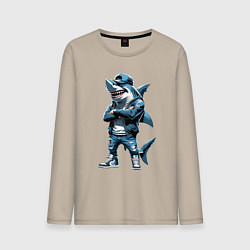 Лонгслив хлопковый мужской Акула в кепке, цвет: миндальный