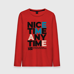 Лонгслив хлопковый мужской Nice time any time, цвет: красный