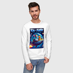 Лонгслив хлопковый мужской Tom and Jerry - space adventure, цвет: белый — фото 2