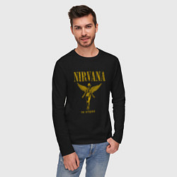 Лонгслив хлопковый мужской Nirvana retro, цвет: черный — фото 2