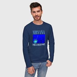 Лонгслив хлопковый мужской Nirvana nevermind rock, цвет: тёмно-синий — фото 2