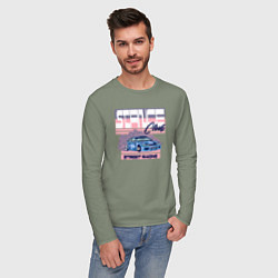Лонгслив хлопковый мужской Street racing, цвет: авокадо — фото 2