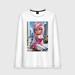 Лонгслив хлопковый мужской Эми Роуз из Somic строит глазки, цвет: белый