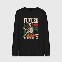 Лонгслив хлопковый мужской Fueled by iced coffee, цвет: черный