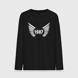 Лонгслив хлопковый мужской Белые крылья 1987, цвет: черный