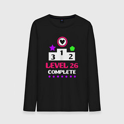 Лонгслив хлопковый мужской 26 уровень пройден, цвет: черный