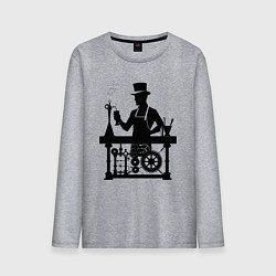 Лонгслив хлопковый мужской Бармен стимпанк, цвет: меланж