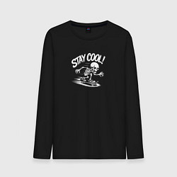 Лонгслив хлопковый мужской Скелет катается на скейте, цвет: черный