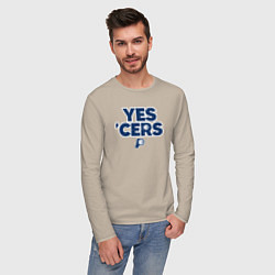 Лонгслив хлопковый мужской Yes cers, цвет: миндальный — фото 2