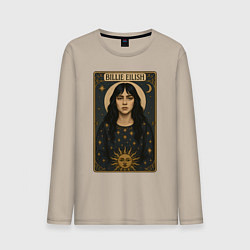 Лонгслив хлопковый мужской Карта Таро с Билли Айлиш, цвет: миндальный