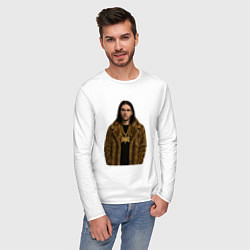 Лонгслив хлопковый мужской Bones в шубе, цвет: белый — фото 2