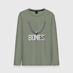 Лонгслив хлопковый мужской Цепь Bones, цвет: авокадо
