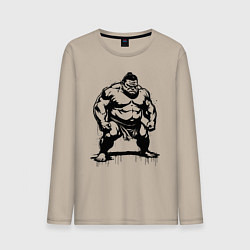Лонгслив хлопковый мужской Грозный сумоист, цвет: миндальный