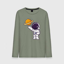 Лонгслив хлопковый мужской Привет Сатурну, цвет: авокадо