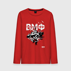 Лонгслив хлопковый мужской Военный корабль ВМФ, цвет: красный