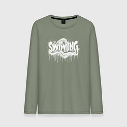 Лонгслив хлопковый мужской Плавание в стиле граффити, цвет: авокадо