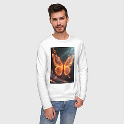 Лонгслив хлопковый мужской Огненная бабочка, цвет: белый — фото 2