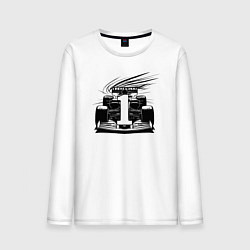 Лонгслив хлопковый мужской Гоночный болид F1, цвет: белый