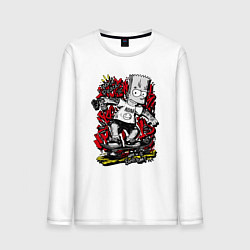 Лонгслив хлопковый мужской Барт с татуировками, цвет: белый