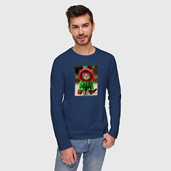 Лонгслив хлопковый мужской Котик в костюме арбуза, цвет: тёмно-синий — фото 2