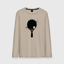 Лонгслив хлопковый мужской Теннисный мяч и ракетка, цвет: миндальный