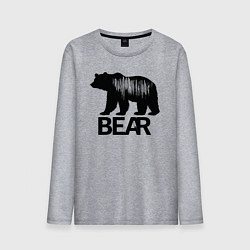 Лонгслив хлопковый мужской Черный медведь с полосами, цвет: меланж