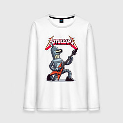 Лонгслив хлопковый мужской Bender bending robot from rock group Futurama, цвет: белый
