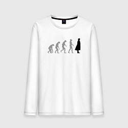 Лонгслив хлопковый мужской Эволюция Шерлока, цвет: белый