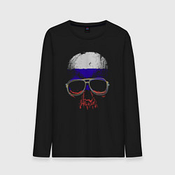 Лонгслив хлопковый мужской Skull russian, цвет: черный