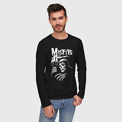 Лонгслив хлопковый мужской Misfits скелет, цвет: черный — фото 2
