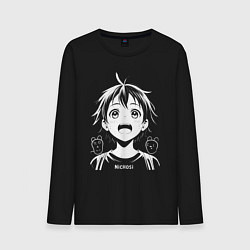 Лонгслив хлопковый мужской Ничоси аниме, цвет: черный