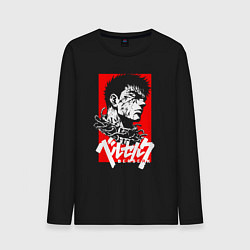 Лонгслив хлопковый мужской Берсерк на красном, цвет: черный