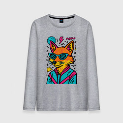 Лонгслив хлопковый мужской Лиса поп арт, цвет: меланж