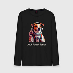 Лонгслив хлопковый мужской Jack Russell Terrier в скафандре, цвет: черный