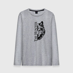 Лонгслив хлопковый мужской Волк охотник, цвет: меланж